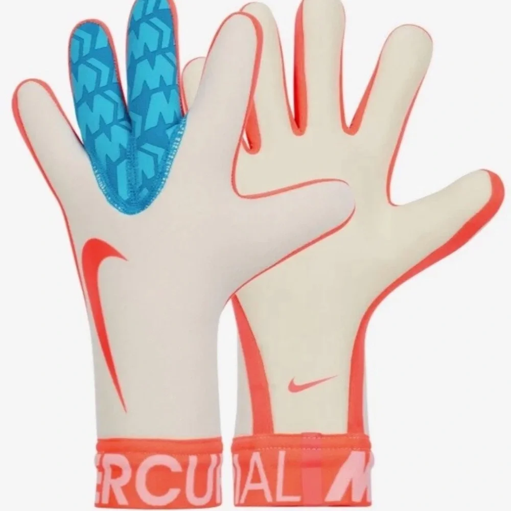 Nike GK Mercurial Touch Victory Soccer Gloves DC1981-101 Size 6 Ivory Neon blue